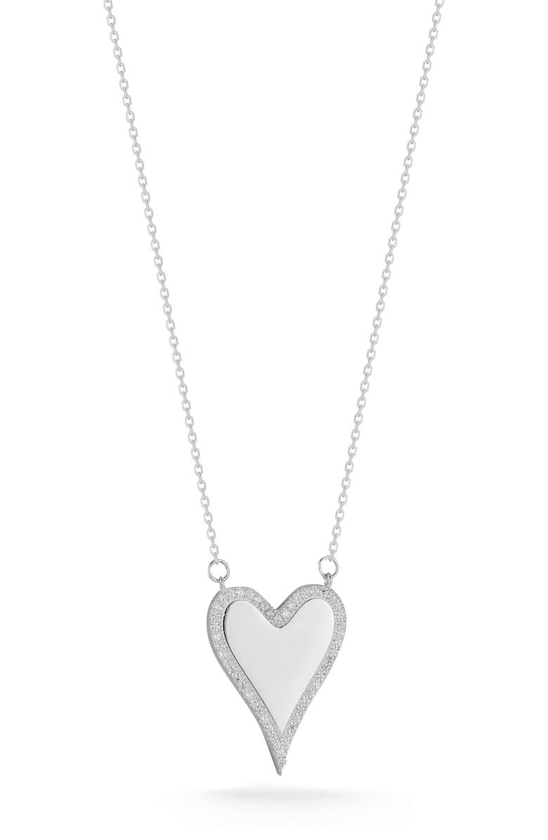 SPHERA MILANO Cubic Zirconia Halo Heart Pendant Necklace, Main, color, Silver