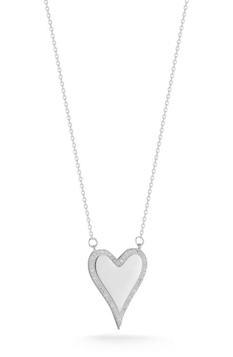 Cubic Zirconia Halo Heart Pendant Necklace