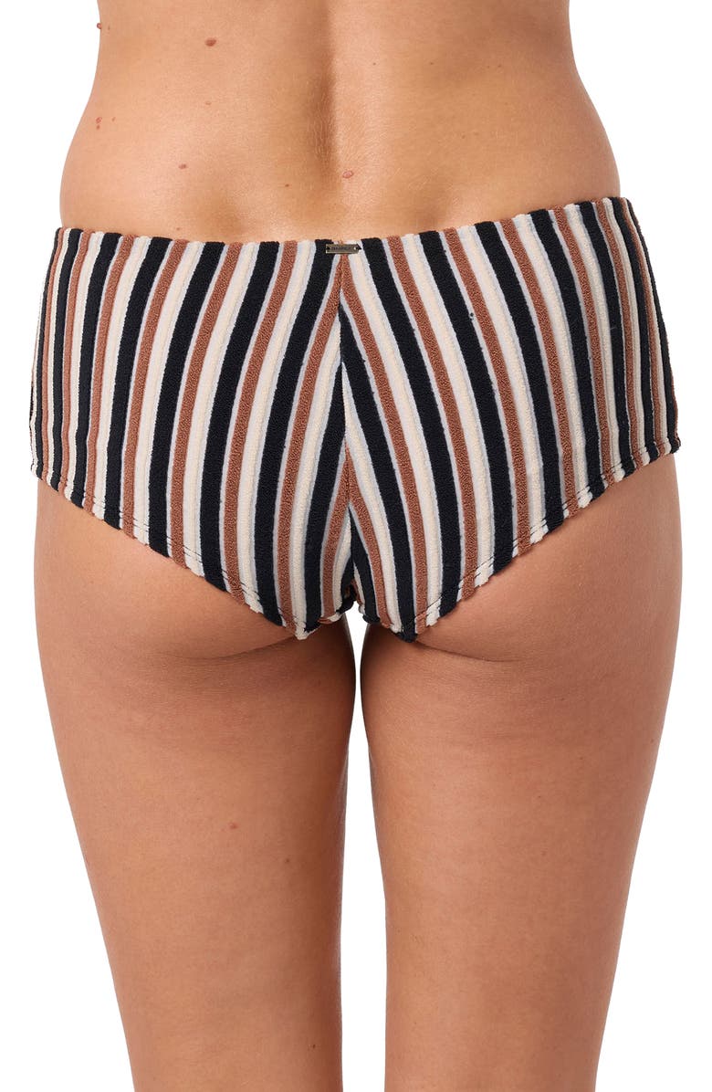 O'Neill Sand Dollar Stripe Surf's Up Boyshort Bikini Bottoms, Alternate, color, Black