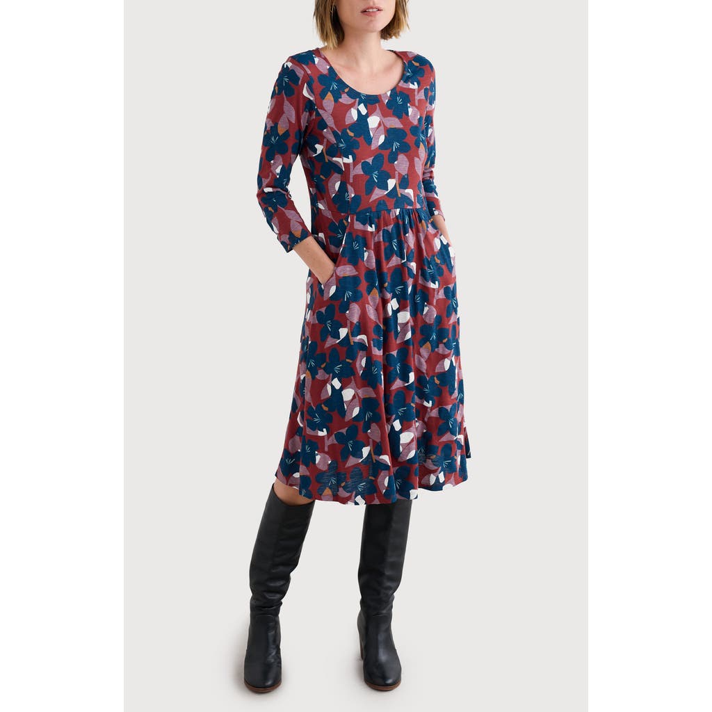 Seasalt Cornwall Enor Print Organic Cotton Fit & Flare Dress In Multi