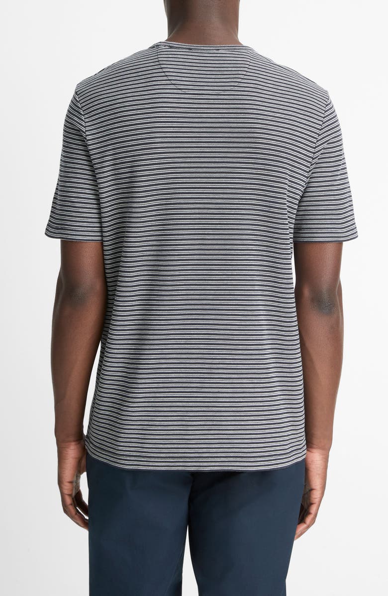 Vince Stripe Pima Cotton Piqué T-Shirt, Alternate, color, Coastal/ Natural