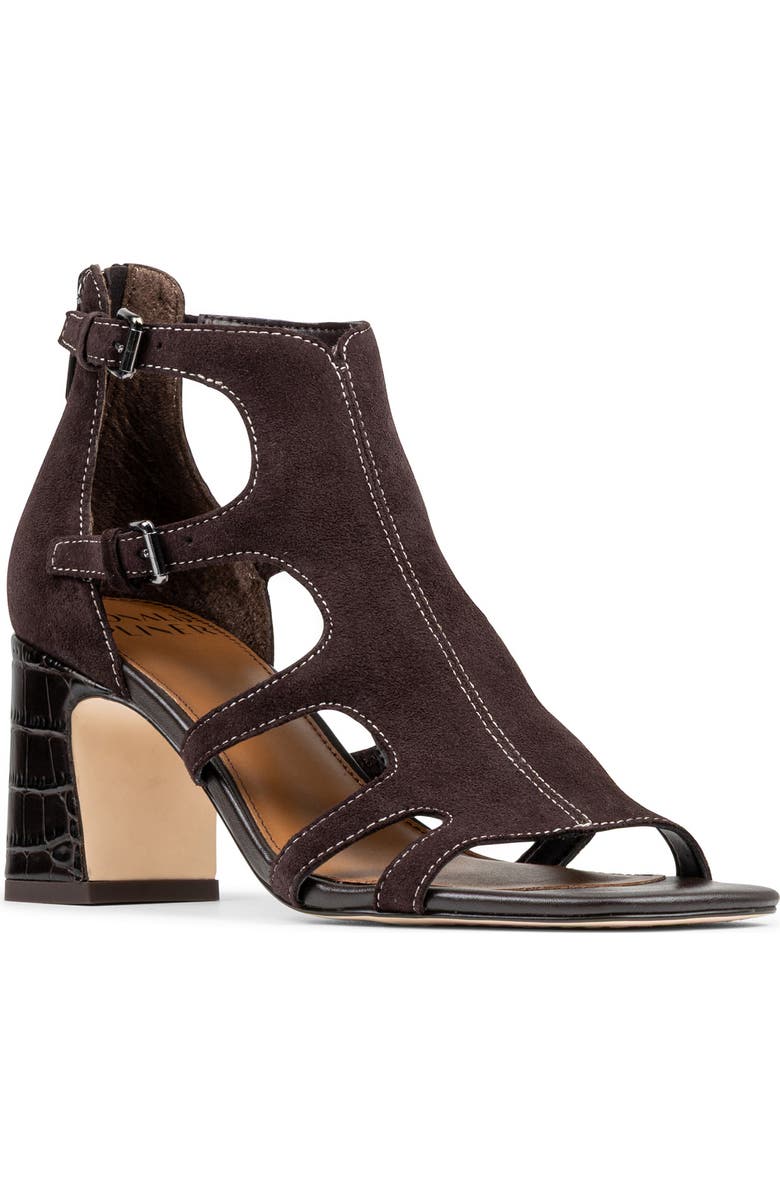 Donald Pliner Cutout Block Heel Sandal, Main, color, Dark Brown/ Dark Brown