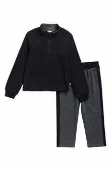 Kids' Herringbone Fleece Quarter Zip Sweatshirt and Joggers Set