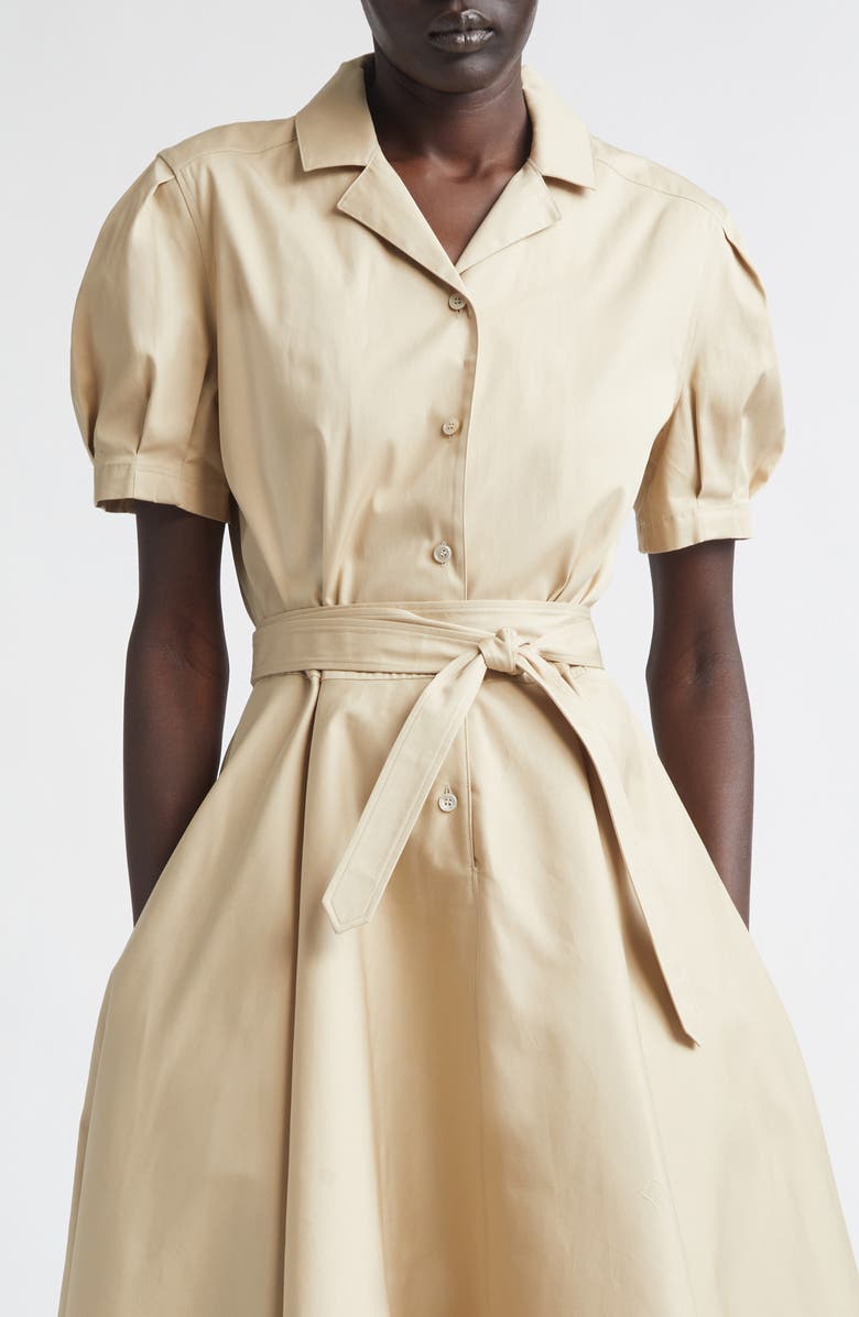 McQueen Belted Cotton Shirtdress, Alternate, color, Uniform Beige