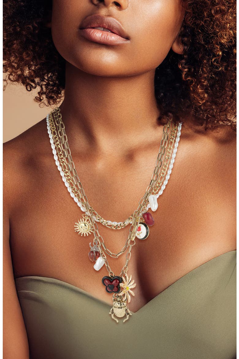 Layered Multi Charm Necklace, Alternate, color, GOLD