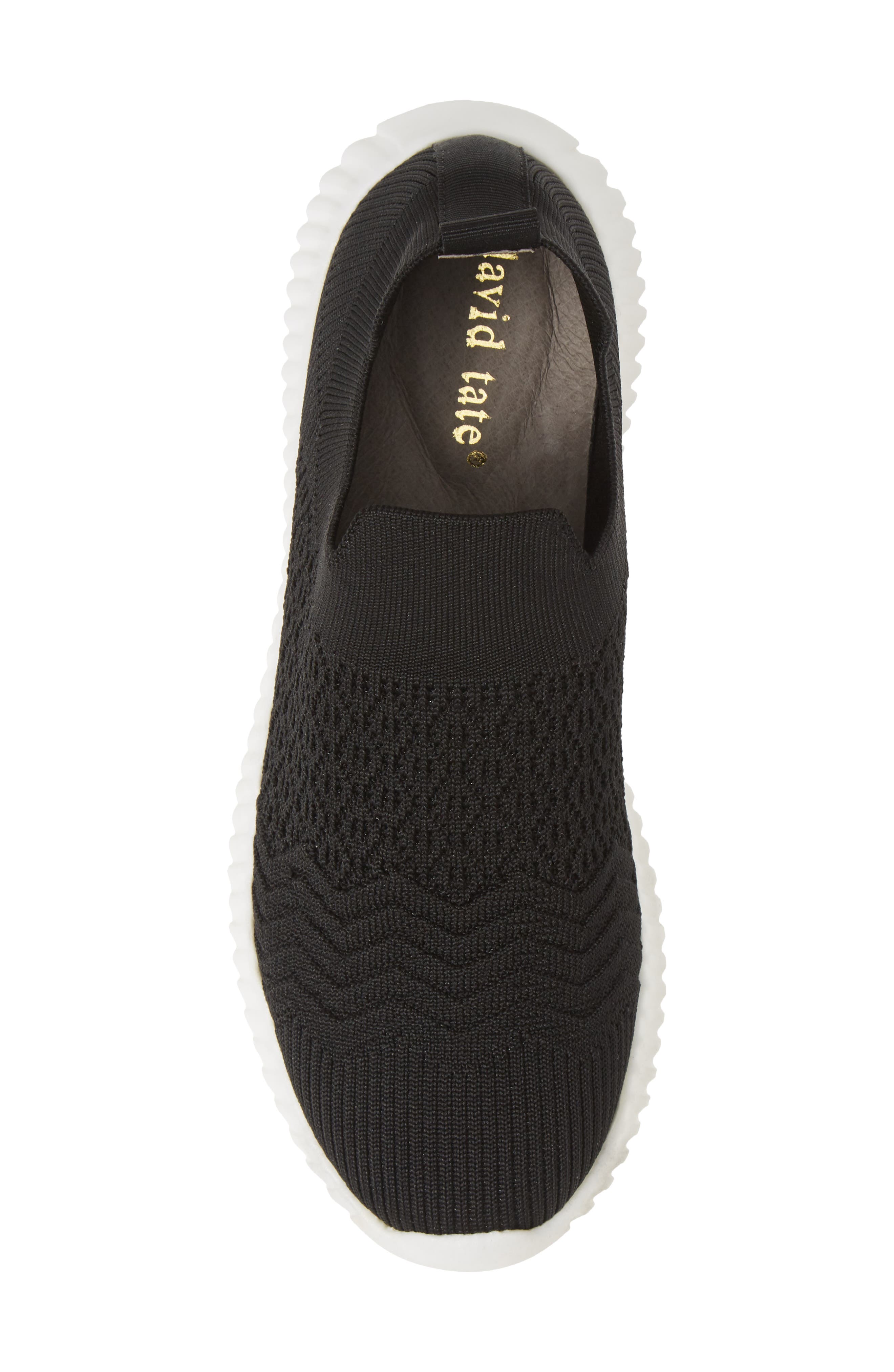 David Tate Tiptop Knit Sneaker, Alternate, color, Black Stretch Fabric