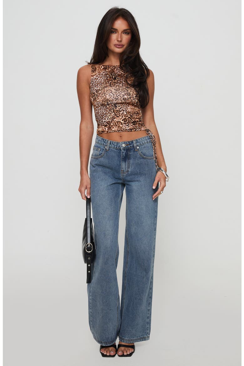 Leopard Side Cinch Sleeveless Top, Alternate, color, BROWN