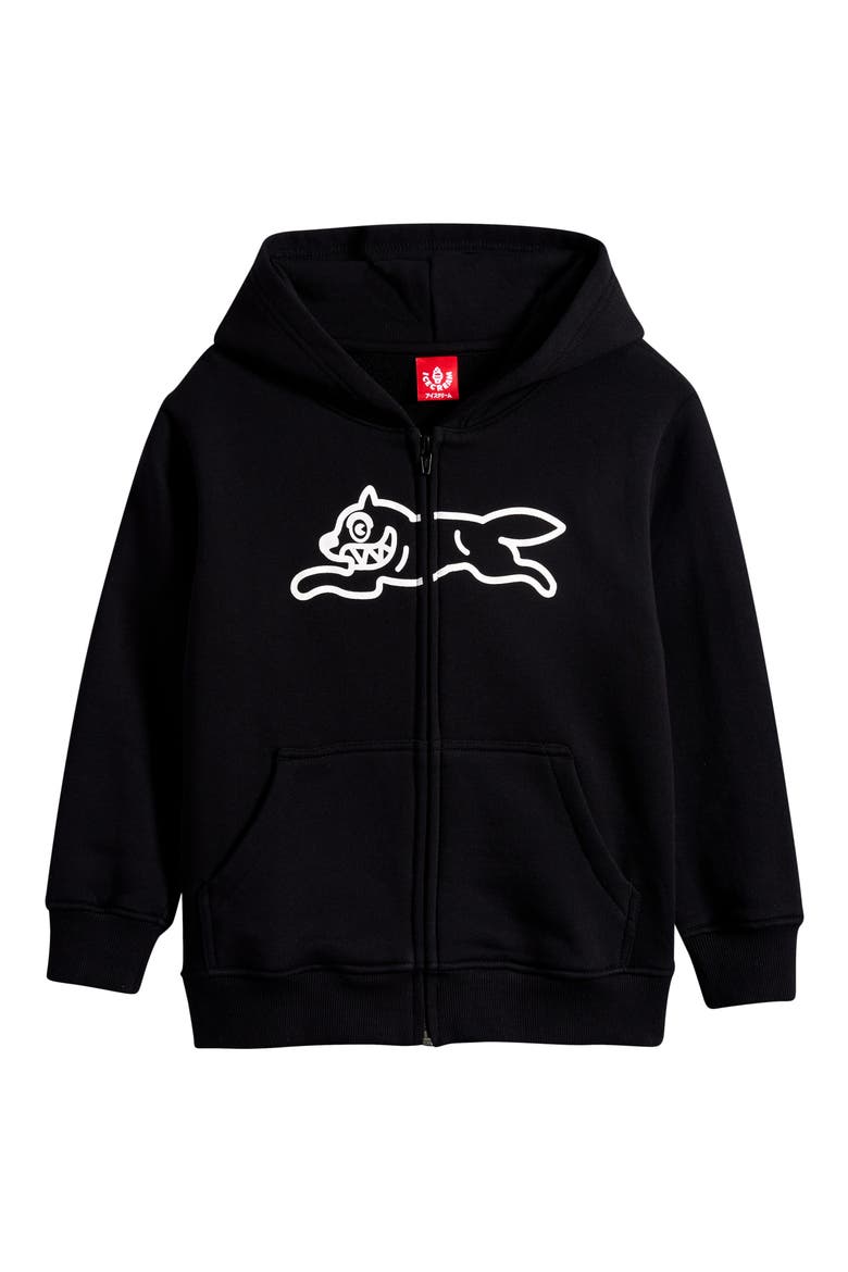 Kids' Running Dog Graphic Zip Hoodie, Main, color, BLACK