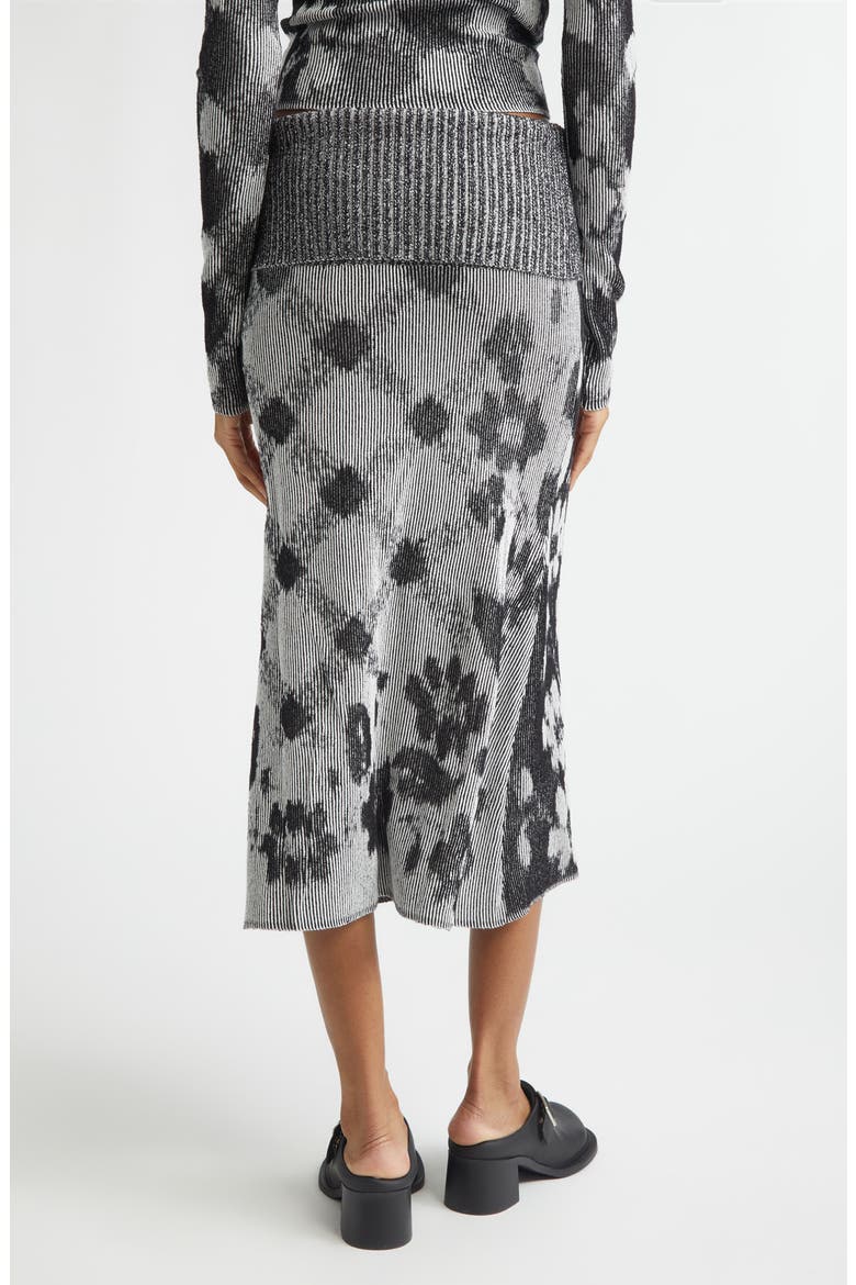 Illusion Floral Jacquard Rib Sweater Skirt, Alternate, color, BLACK/ WHITE