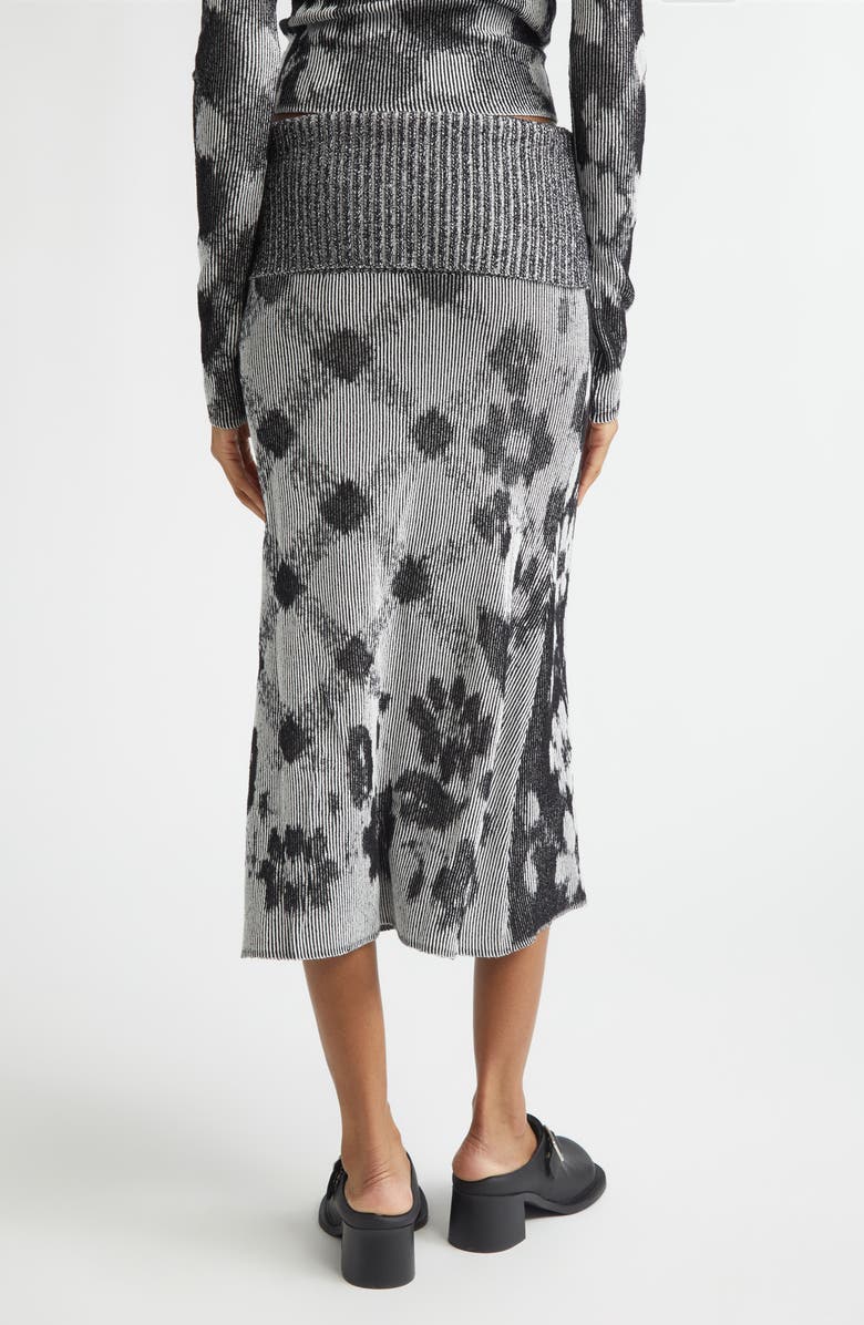 Paolina Russo Illusion Floral Jacquard Rib Sweater Skirt, Alternate, color, Black/ White