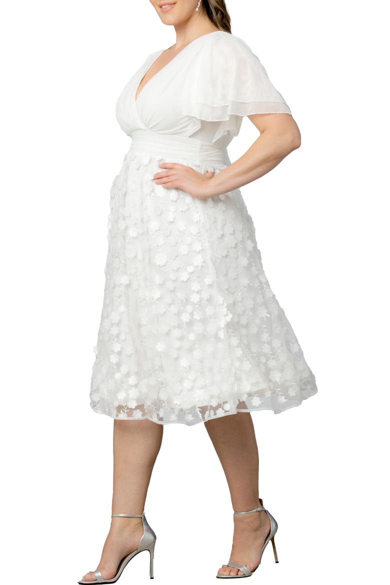 Pretty Petals Flutter Sleeve Cocktail Dress, Alternate, color, IVORY BLOSSOMS