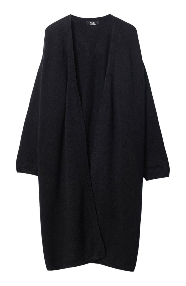 GOBI Mongolian Cashmere Long Maternity Cashmere Robe, Alternate, color, Black