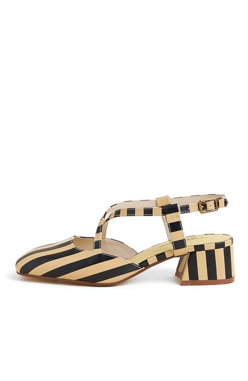 Charlotte Stone Vera Crisscross Slingback Low Block Heel Pump In Black