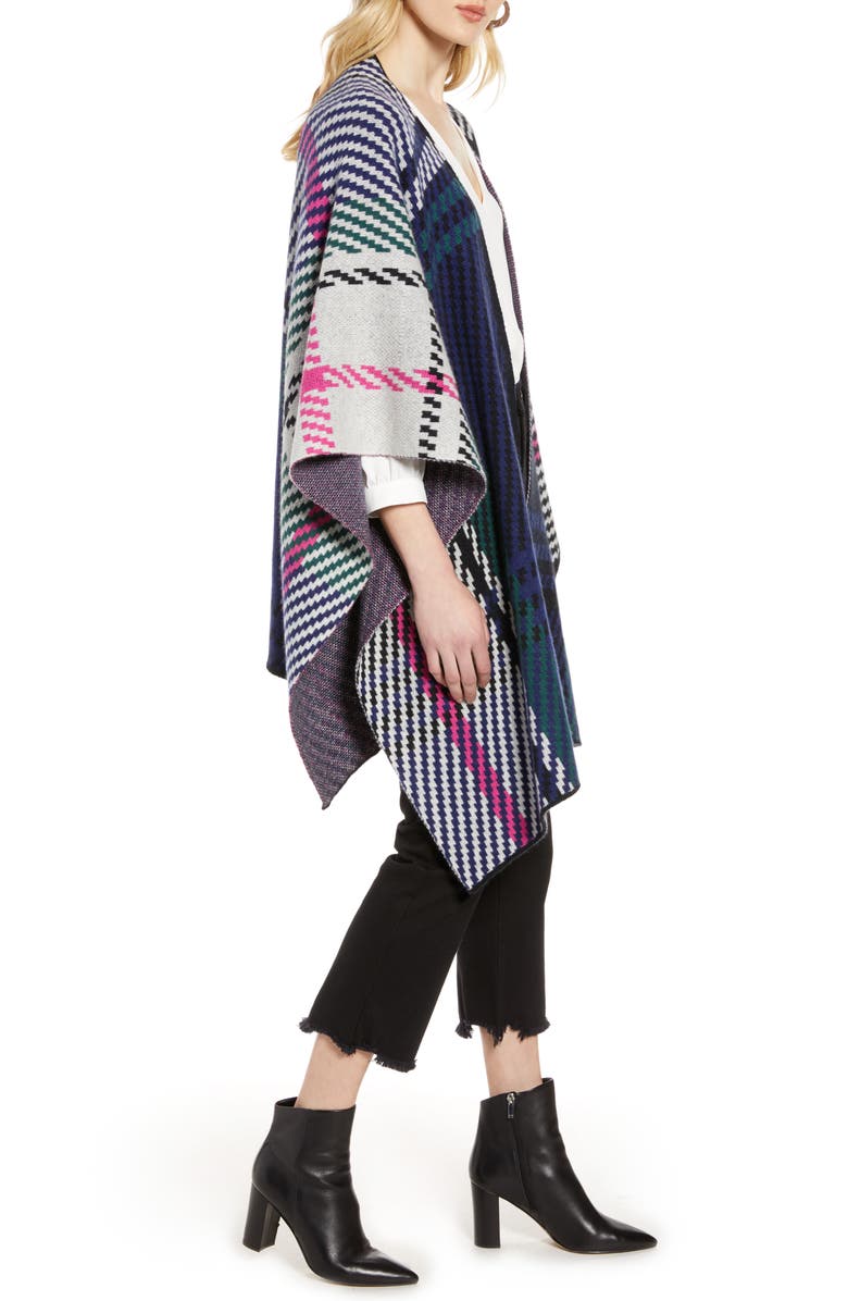 Halogen<sup>®</sup> Plaid Cashmere Ruana, Alternate, color,