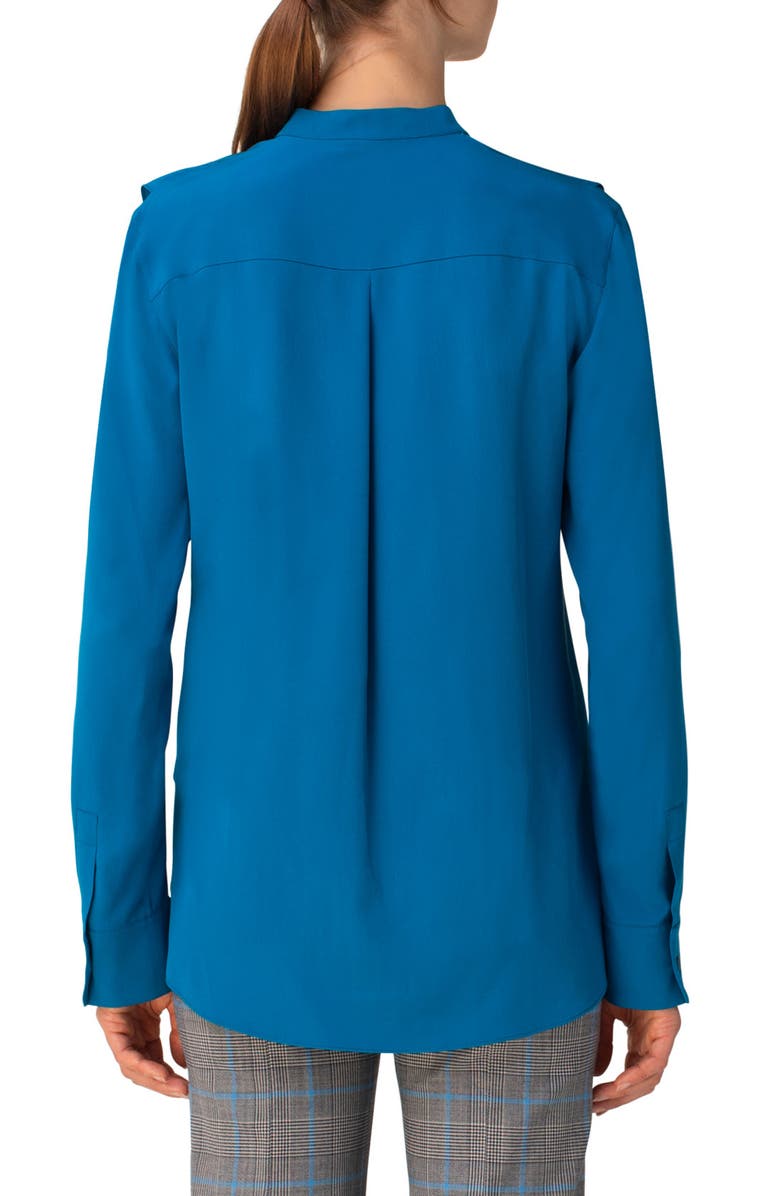 Akris punto Ruffle V-Neck Silk Blouse, Alternate, color,