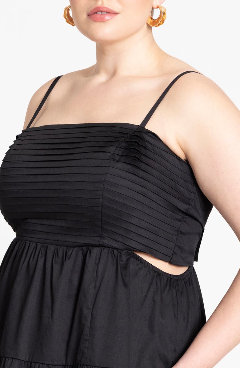 ELOQUII Pintuck Cutout Tiered Maxi Sundress, Alternate, color, 