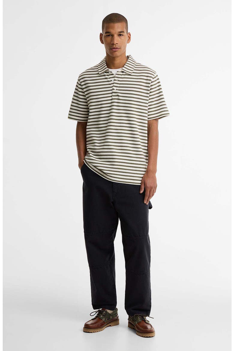 Farlam Textured Stripe Cotton Polo, Alternate, color, WHISPER WHITE