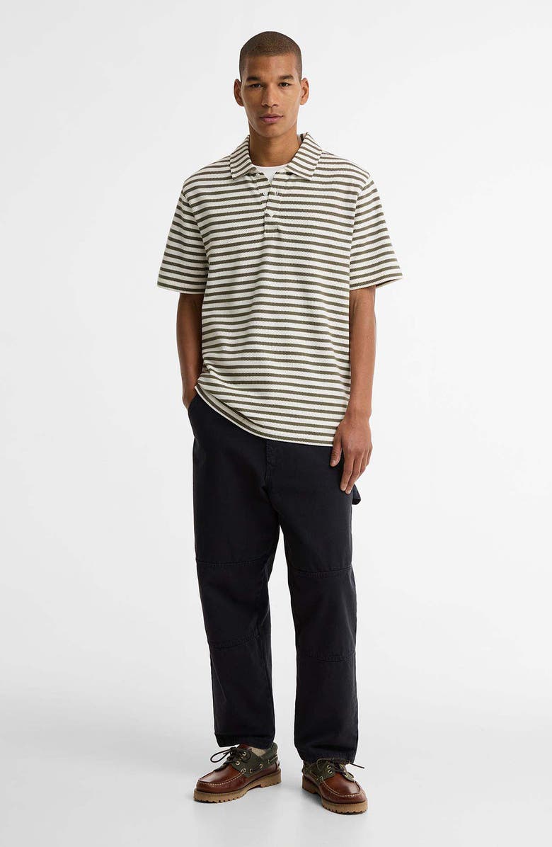 Barbour Farlam Textured Stripe Cotton Polo, Alternate, color, Whisper White