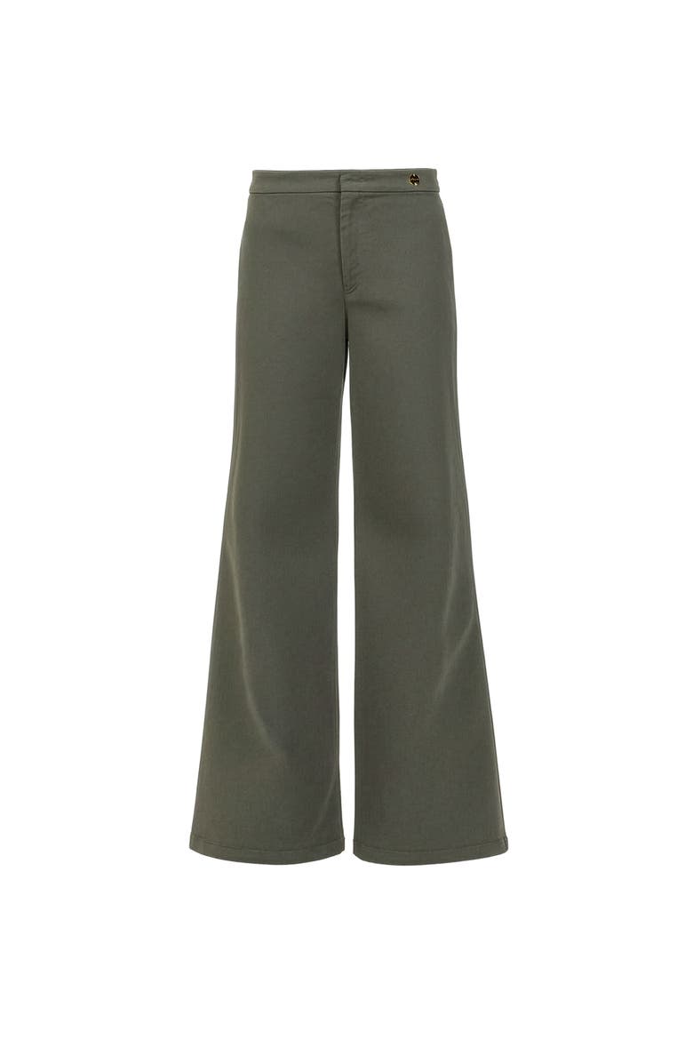 Jane High waist flare pant jeans twill, Main, color, Green
