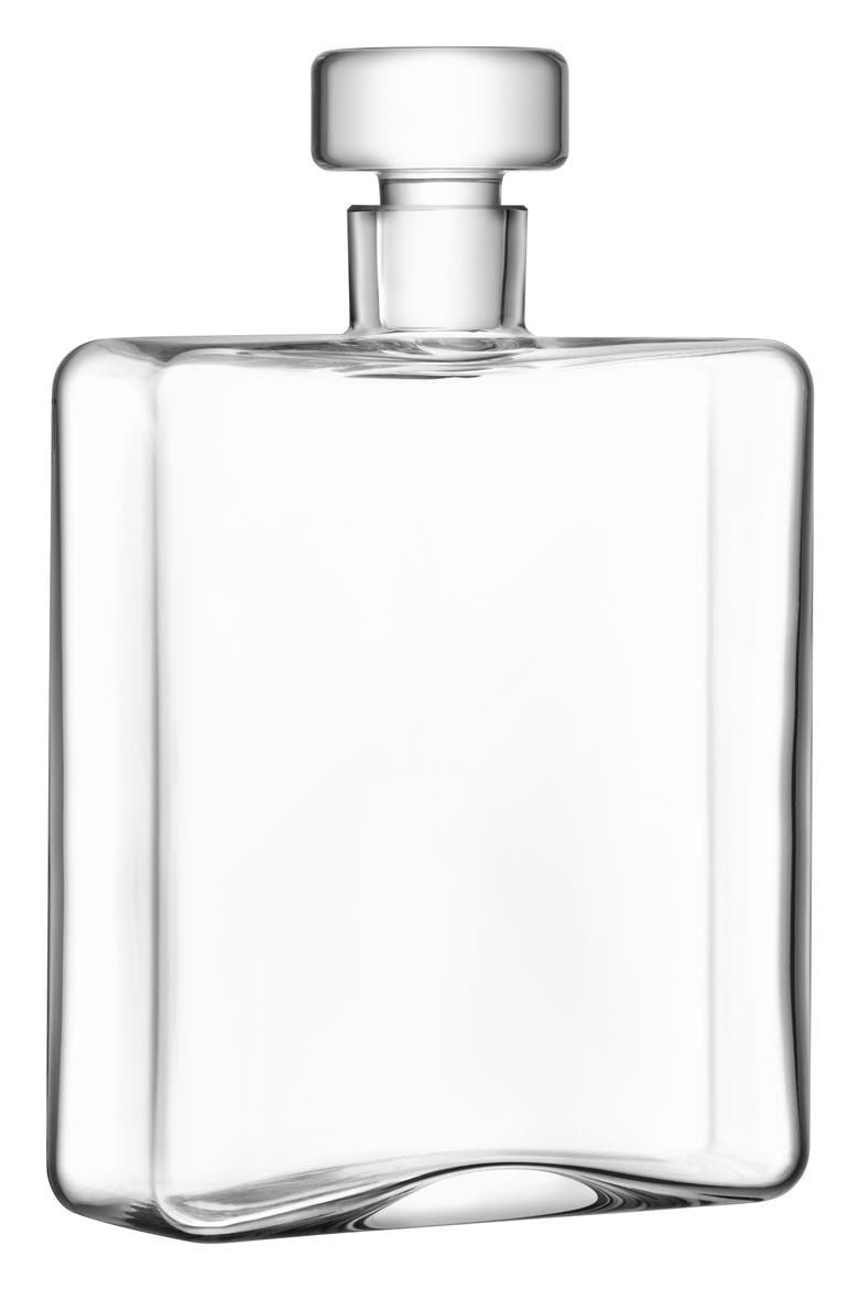 Cask Whiskey Decanter & Set of 2 Glass Tumblers, Alternate, color, CLEAR