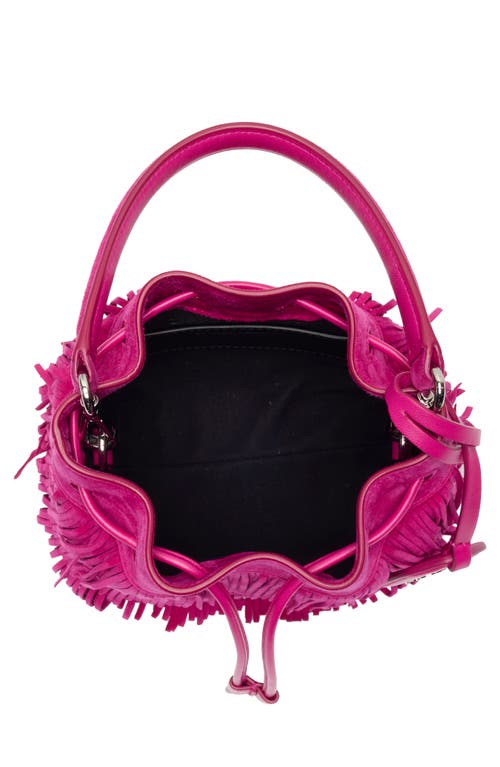 Stuart Weitzman Rae Fringe Mini Bucket Bag In Orange