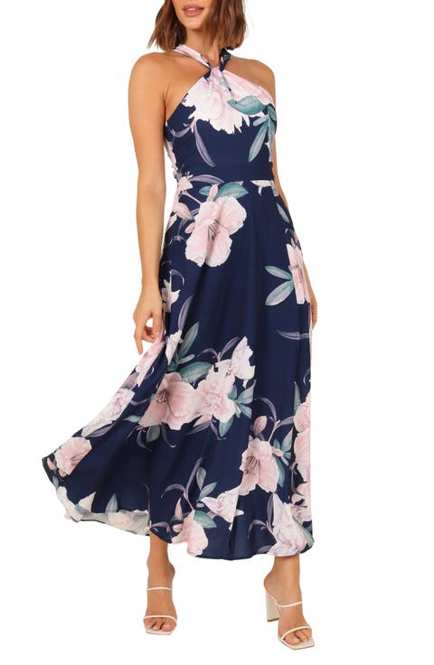 Unique Design Halter Wedding Bridesmaid Dresses, Slit Wedding Guest Dresses