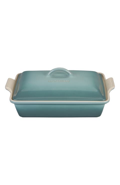 4-Quart Rectangular Stoneware Casserole with Lid