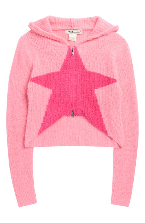 Cotton Emporium Kids' Zip-Up Graphic Sweater Hoodie in Pink Star  product