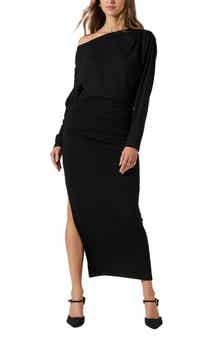 ASTR the Label Nary One-Shoulder Long Sleeve Midi Dress