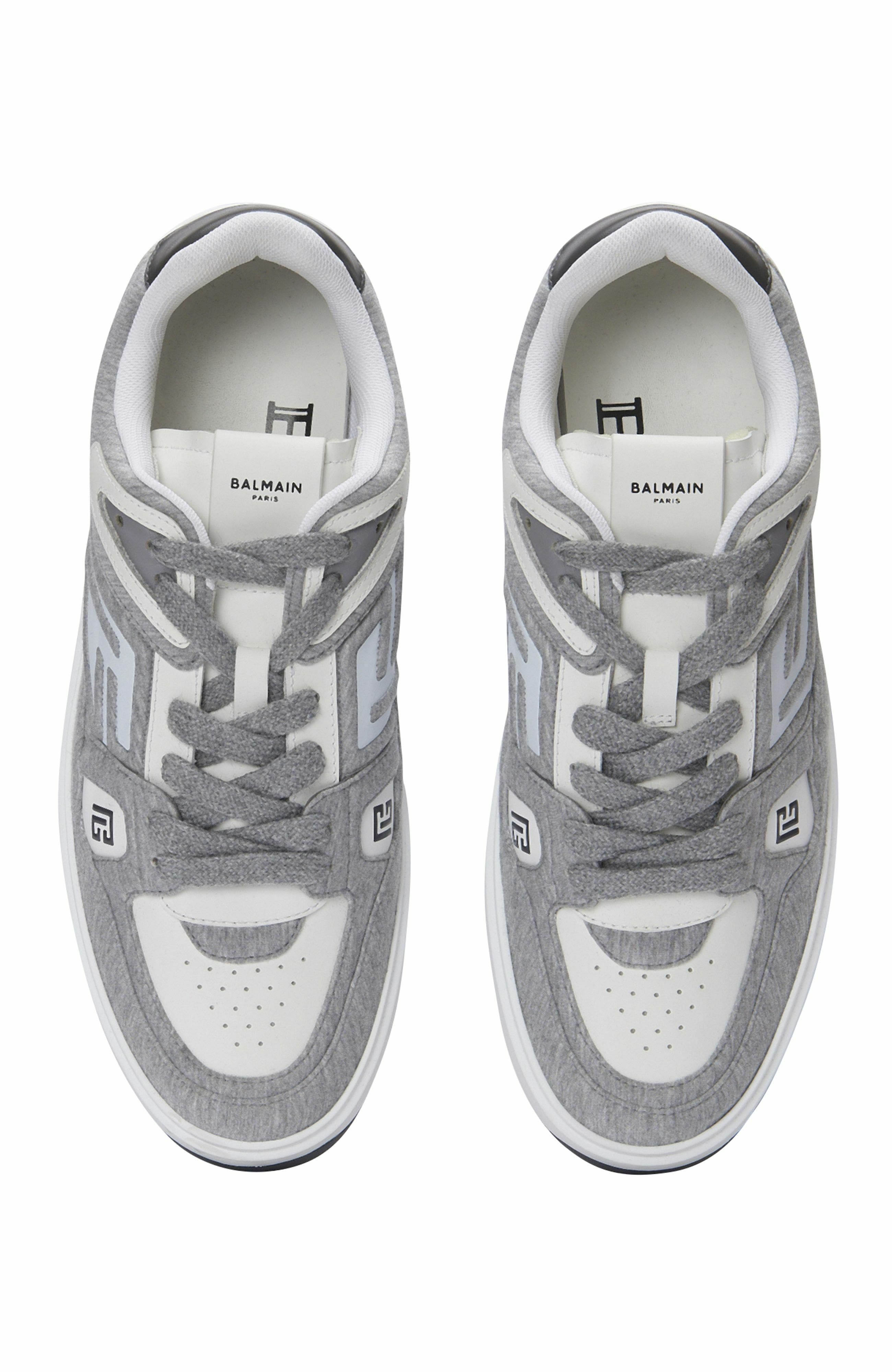 Balmain B-Court Skate Trainers In Fleece And Calfskin, Alternate, color, 