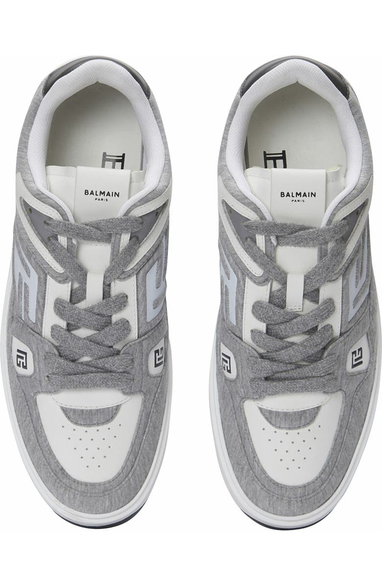 Balmain B-Court Skate Trainers In Fleece And Calfskin, Alternate, color,