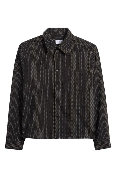 Leland Stripe Boxy Button-Up Shirt