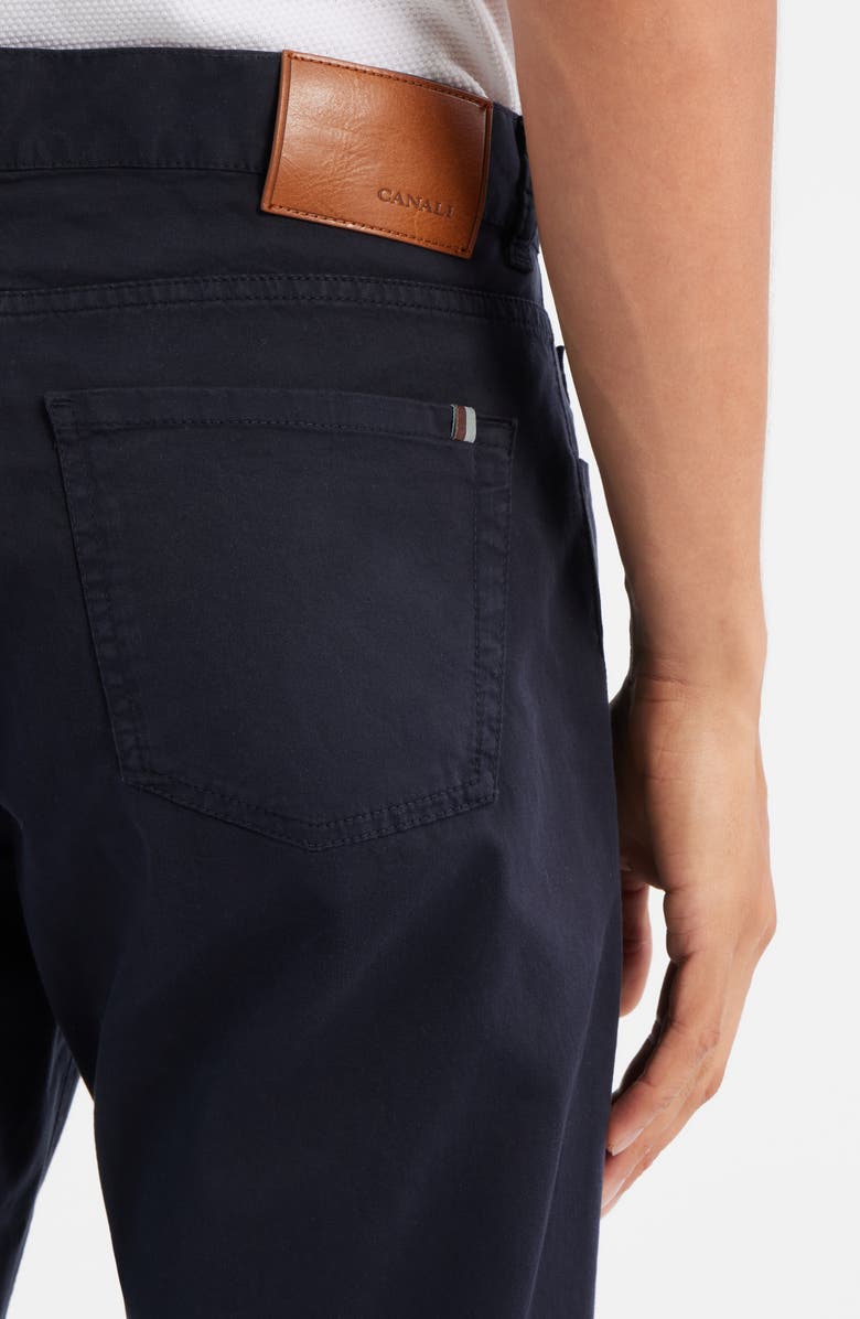 Canali Regular Fit 5-Pocket Cotton Stretch Twill Pants, Alternate, color, Navy