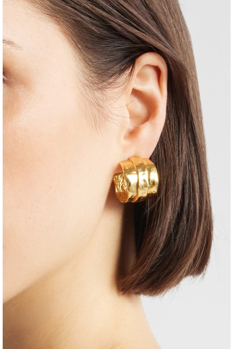 Parchment Textured Hoop Earrings, Alternate, color, GOLD