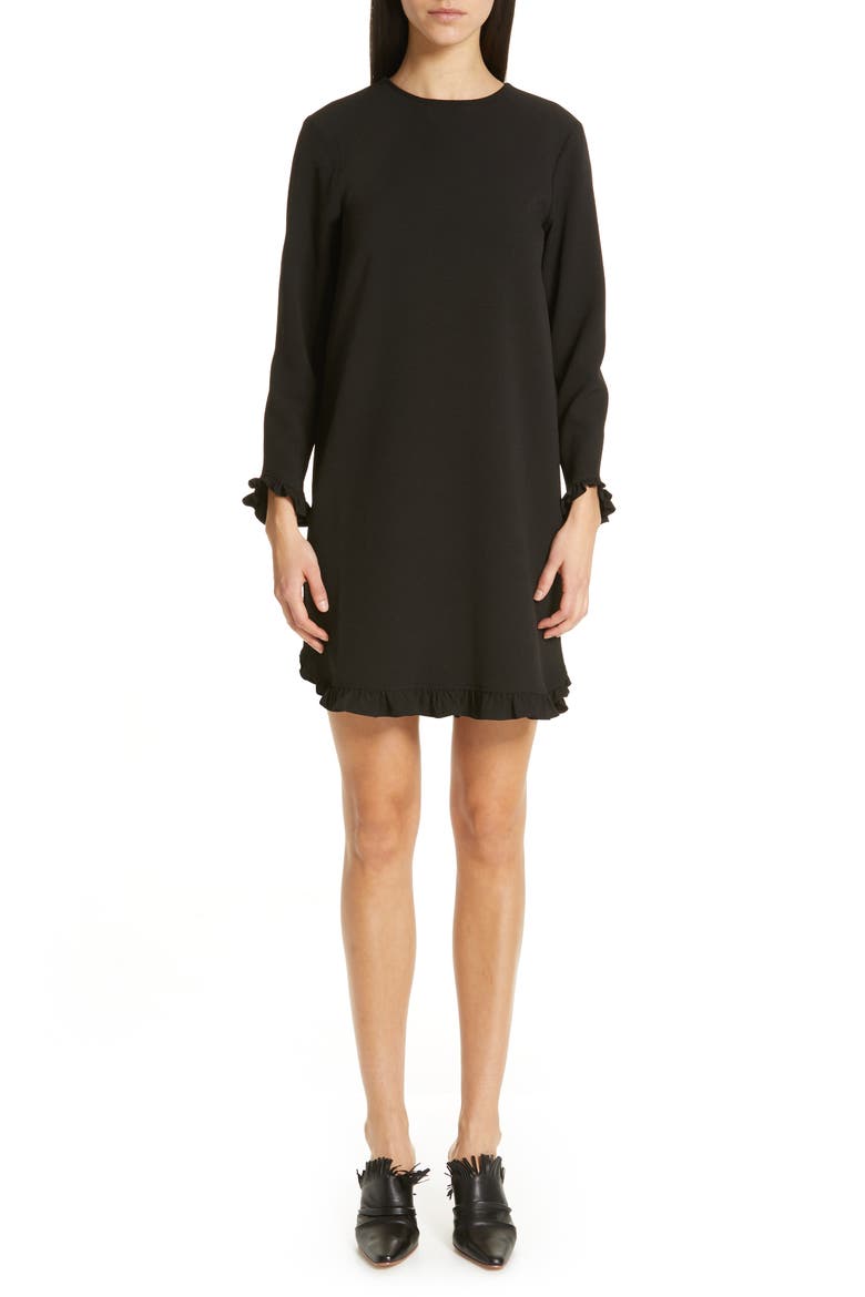 Heavy Crepe Midi Wrap Dress, Alternate, color, TOTAL ECLIPSE