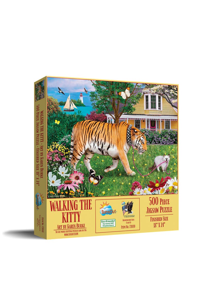 Sunsout Walking the Kitty 500 piece Jigsaw Puzzle for Adults, Main, color, Multicolor