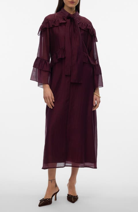 Jenna Ruffle Detail Long Sleeve Dress