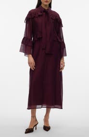 VERO MODA Jenna Ruffle Detail Long Sleeve Dress