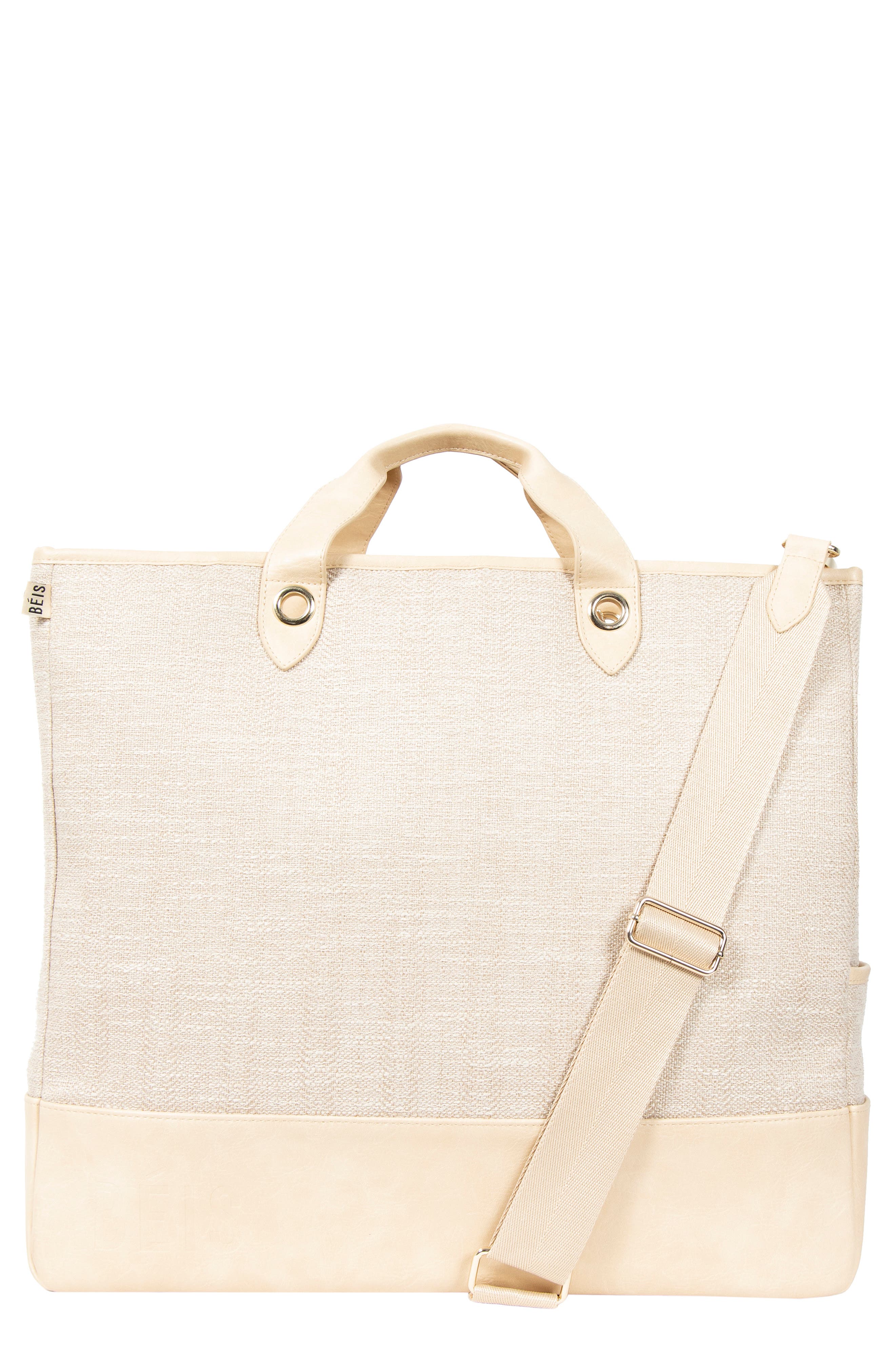 The Woven Tote, Main, color, BEIGE