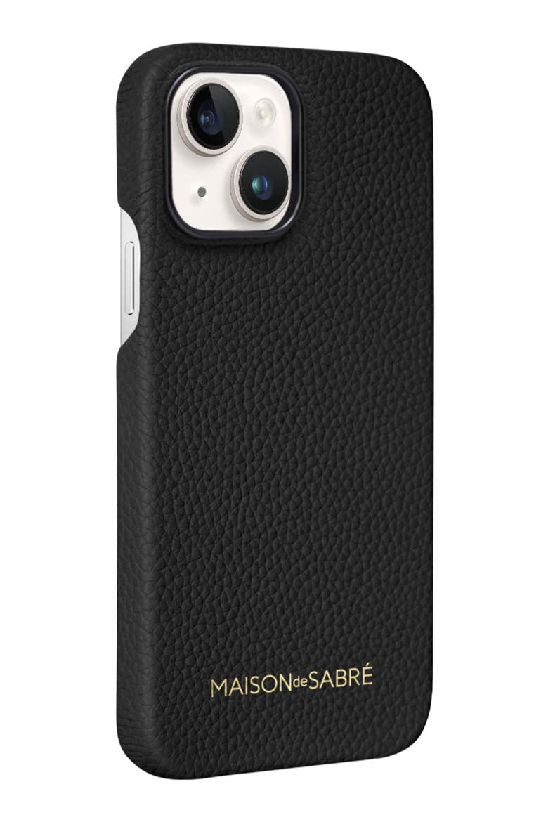 Leather Phone Case iPhone 15, Alternate, color, Black Caviar