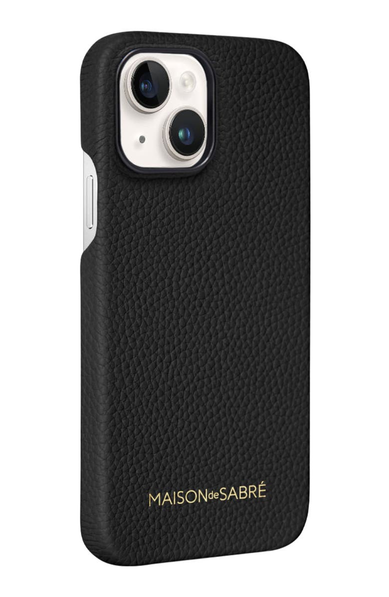 MAISON de SABRÉ Leather Phone Case, Alternate, color, Black Caviar