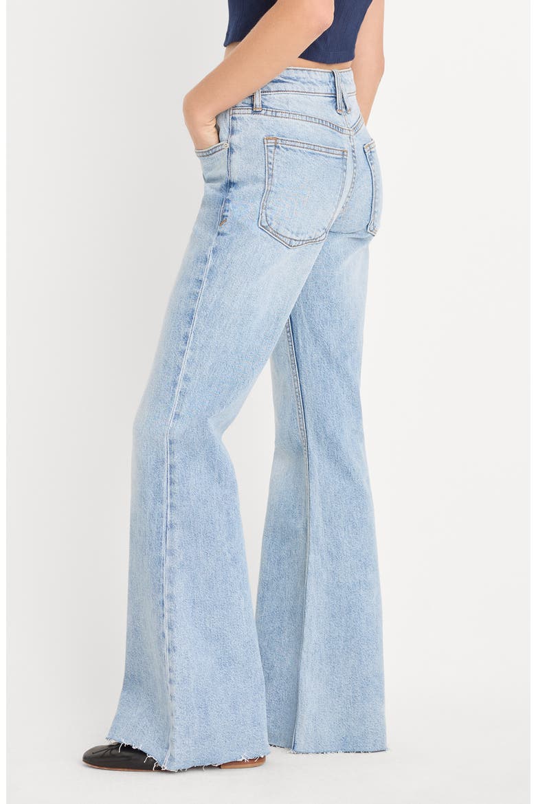 Raw Hem Low Rise Relaxed Flare Jeans, Alternate, color, INDIGO1288