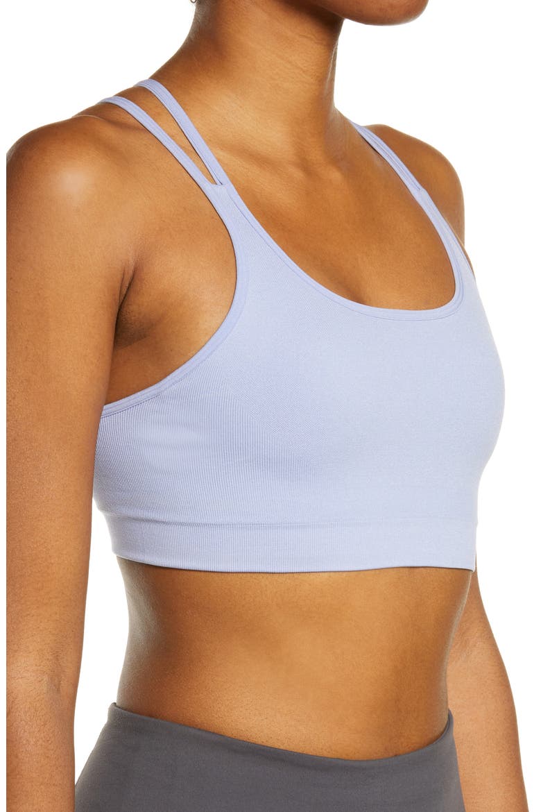 Seamless Strappy Sports Bra, Alternate, color, BLUE THISTLE