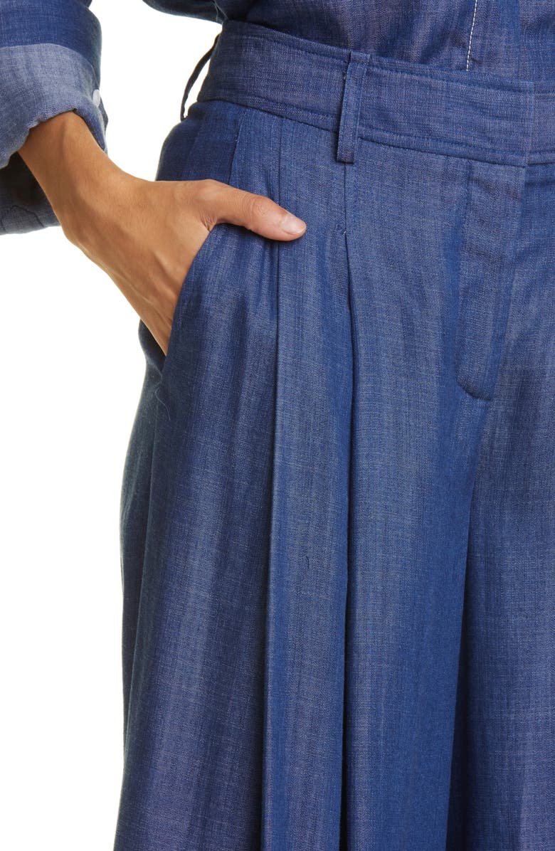 TWP New Didi Pleated Wide Leg Pants, Alternate, color, Indigo