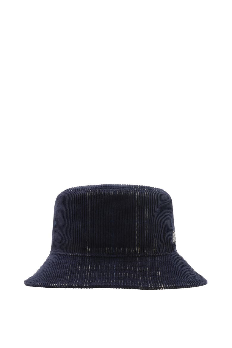 Check Corduroy Bucket Hat, Main, color, White/dark cobalt blue