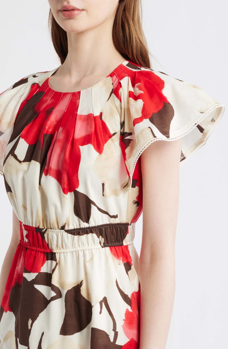 Anne Klein Floral Print Tiered Midi Dress, Alternate, color,