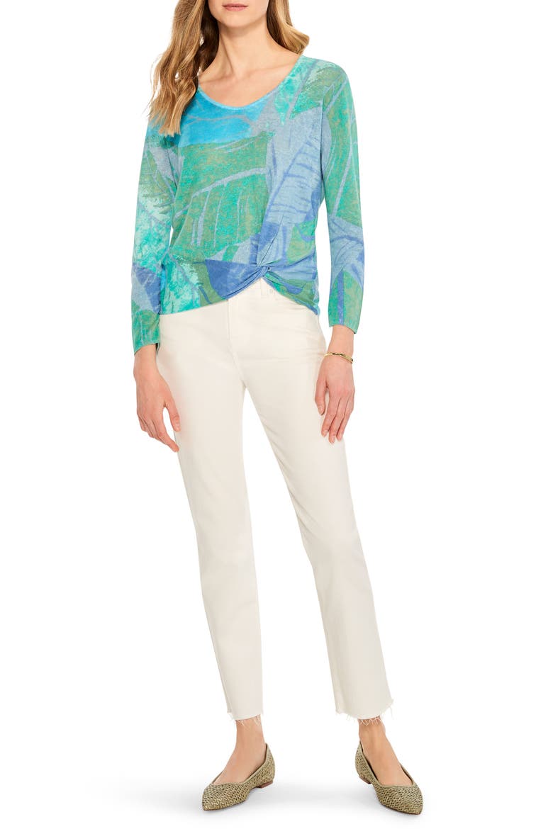 Full Bloom Knot Front Sweater, Alternate, color, BLUE MULTI