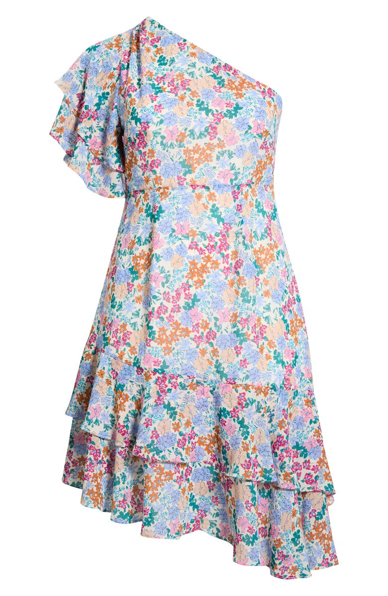 SUGARLIPS Posy Blossom One-Shoulder Asymmetric Dress, Alternate, color, Cream-Multi