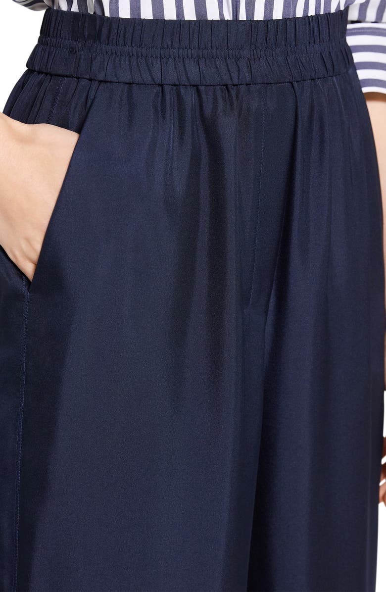 Theory Wide Leg Silk Pants, Alternate, color, Nocturne Navy