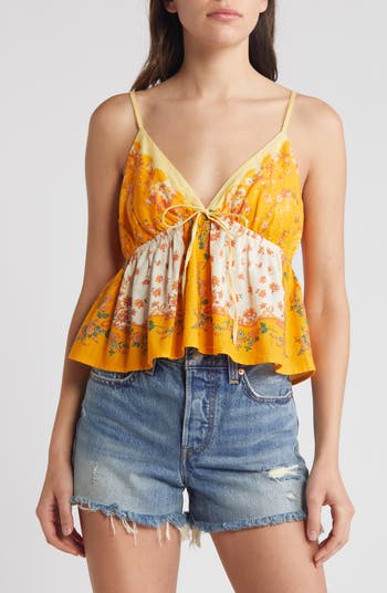 NWT Free People Tangerine Floral Top Size shops Medium